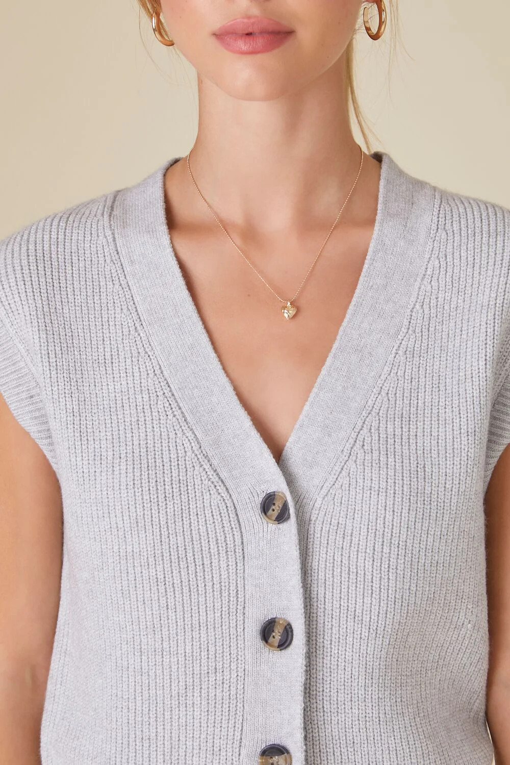 Tortoiseshell Button Sweater Vest - Image 5