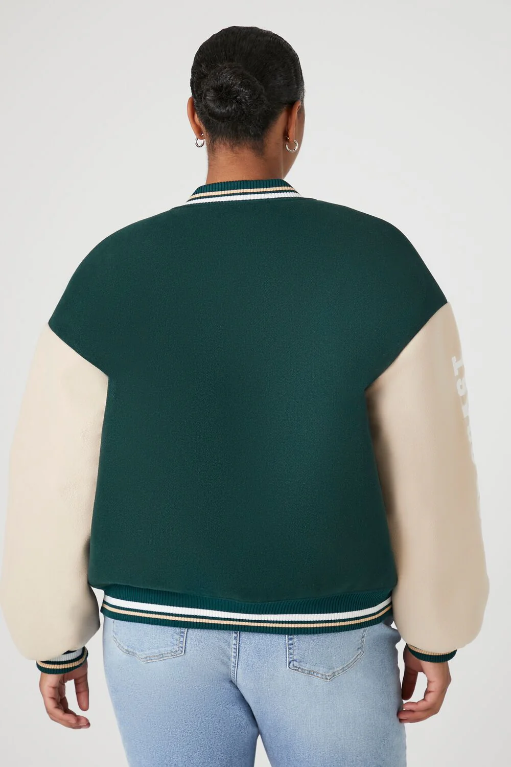 Plus Size Varsity Letterman Bomber Jacket - Image 3