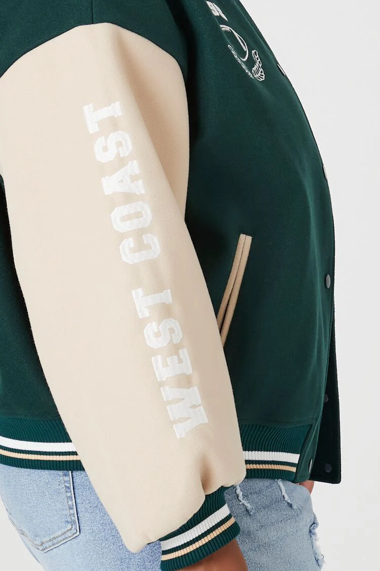 Plus Size Varsity Letterman Bomber Jacket - Image 6