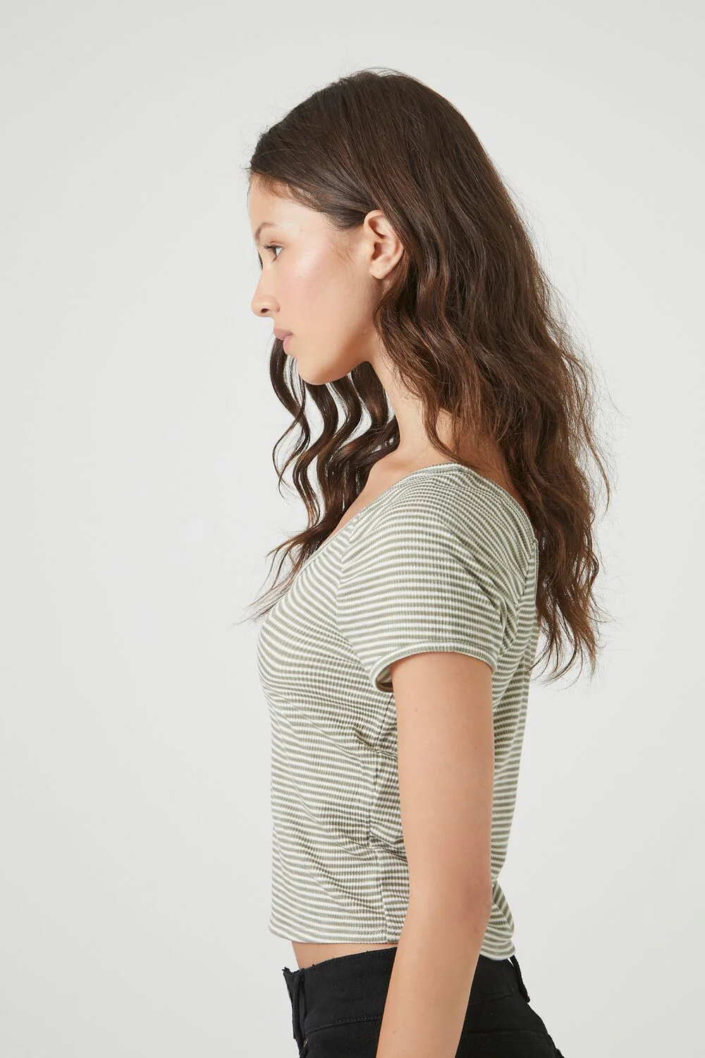 Striped Rib-Knit Tee - Image 2