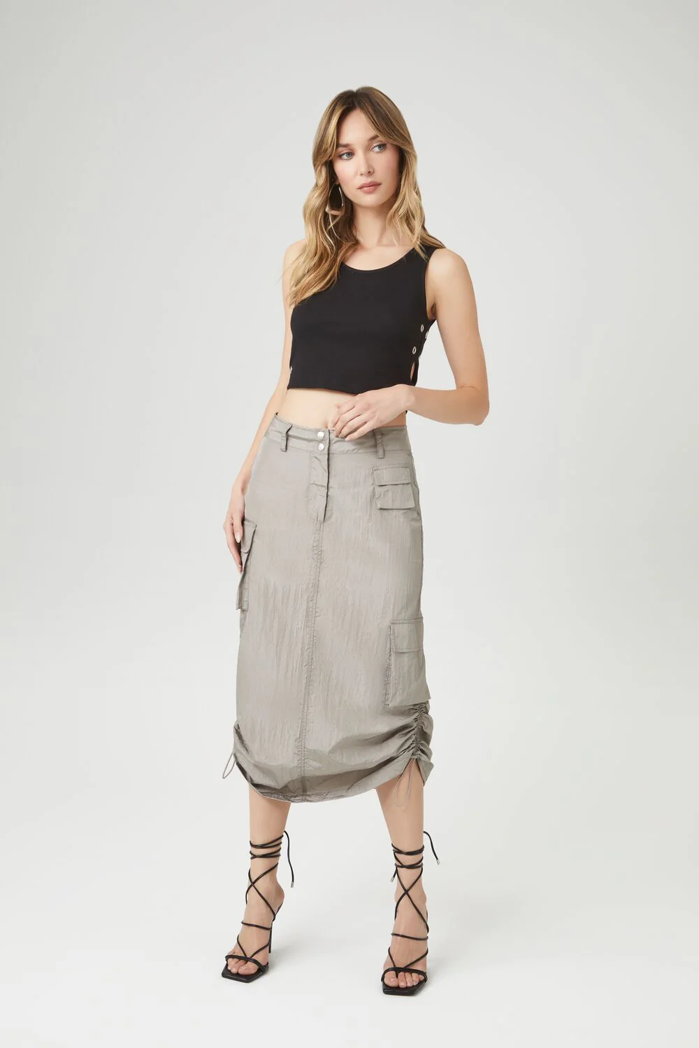 Eyelet Cropped Tank Top - Image 4