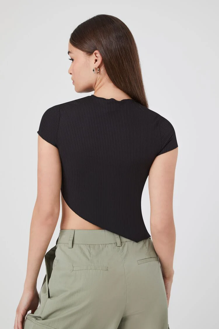 Ribbed Asymmetrical Crop Top - Image 3