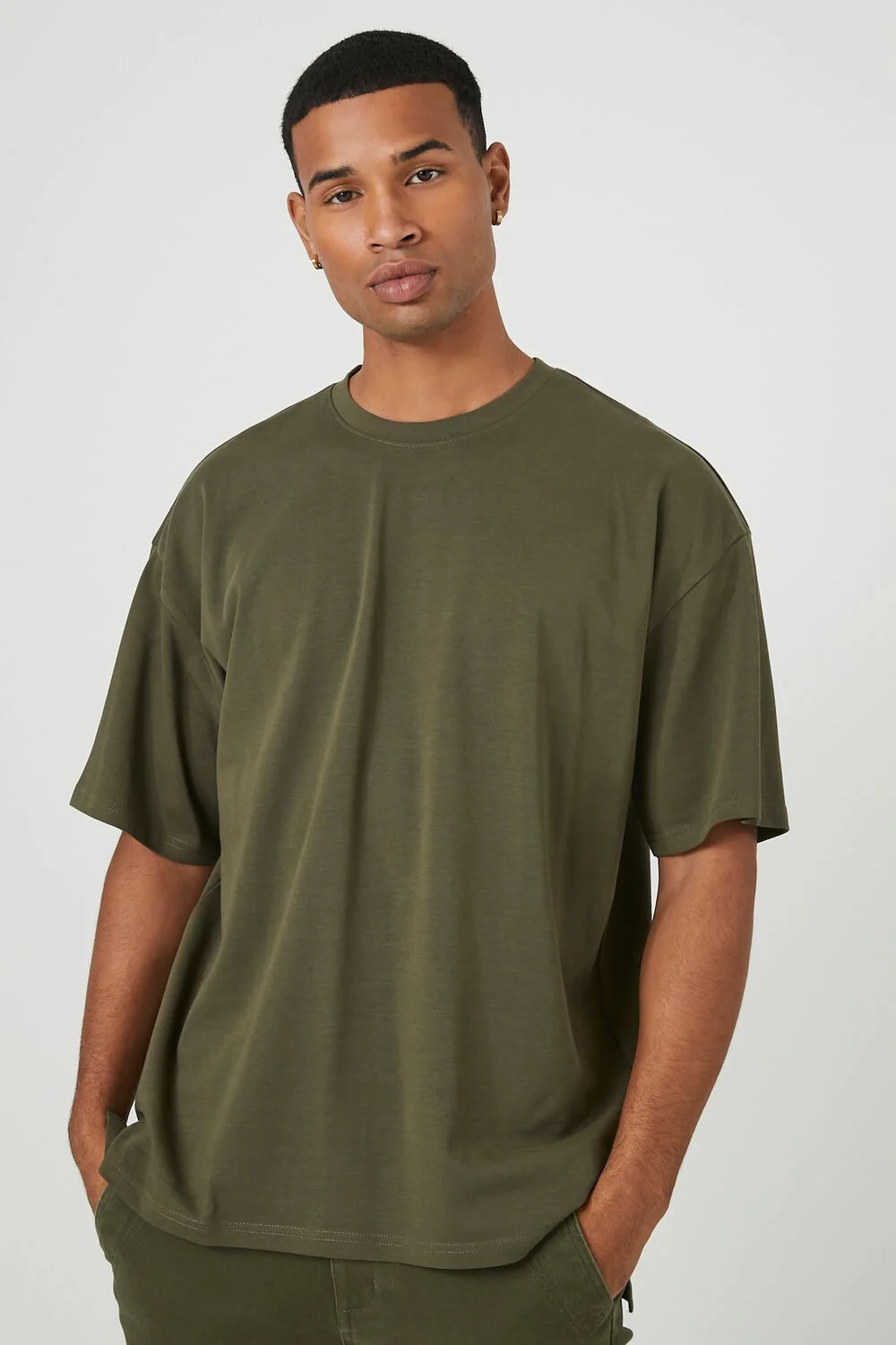 Cotton Crew High-Low Hem Tee - Image 17