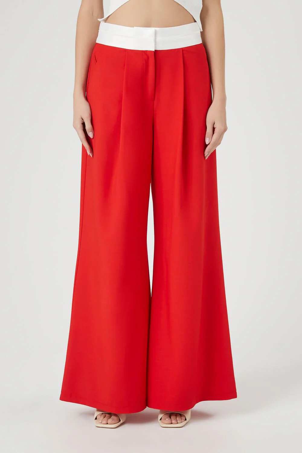 Contrast Wide-Leg Trousers - Image 2
