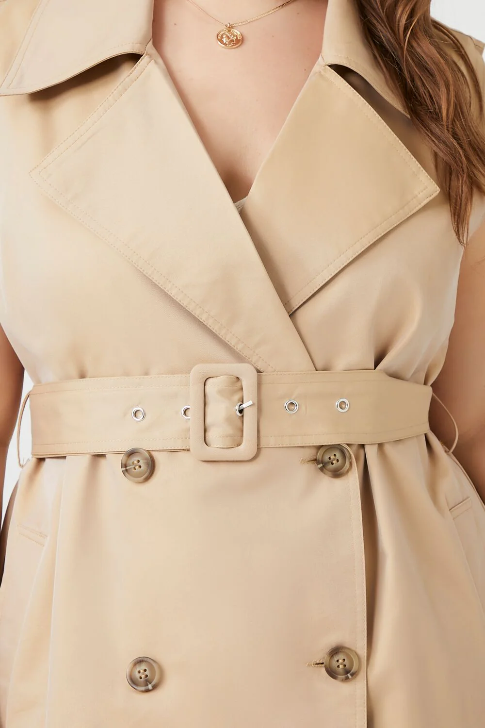 Plus Size Sleeveless Trench Coat - Image 5