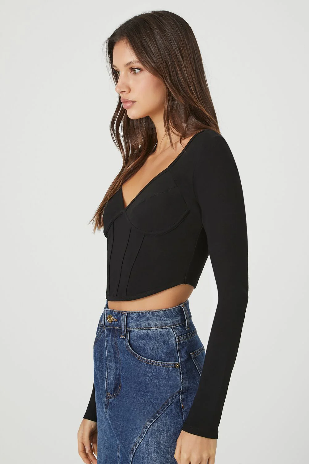 Plunging Corset-Inspired Crop Top - Image 2