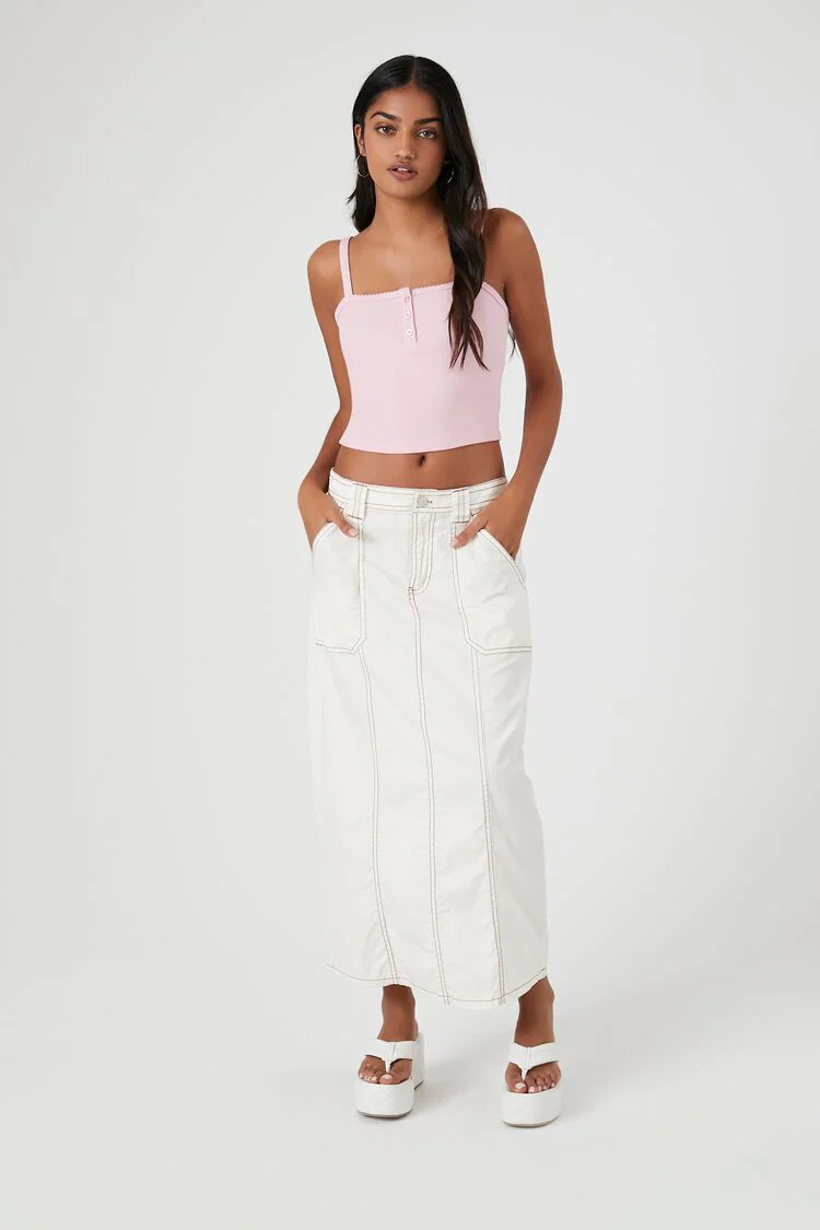 Ribbed Half-Button Cropped Cami - Image 4