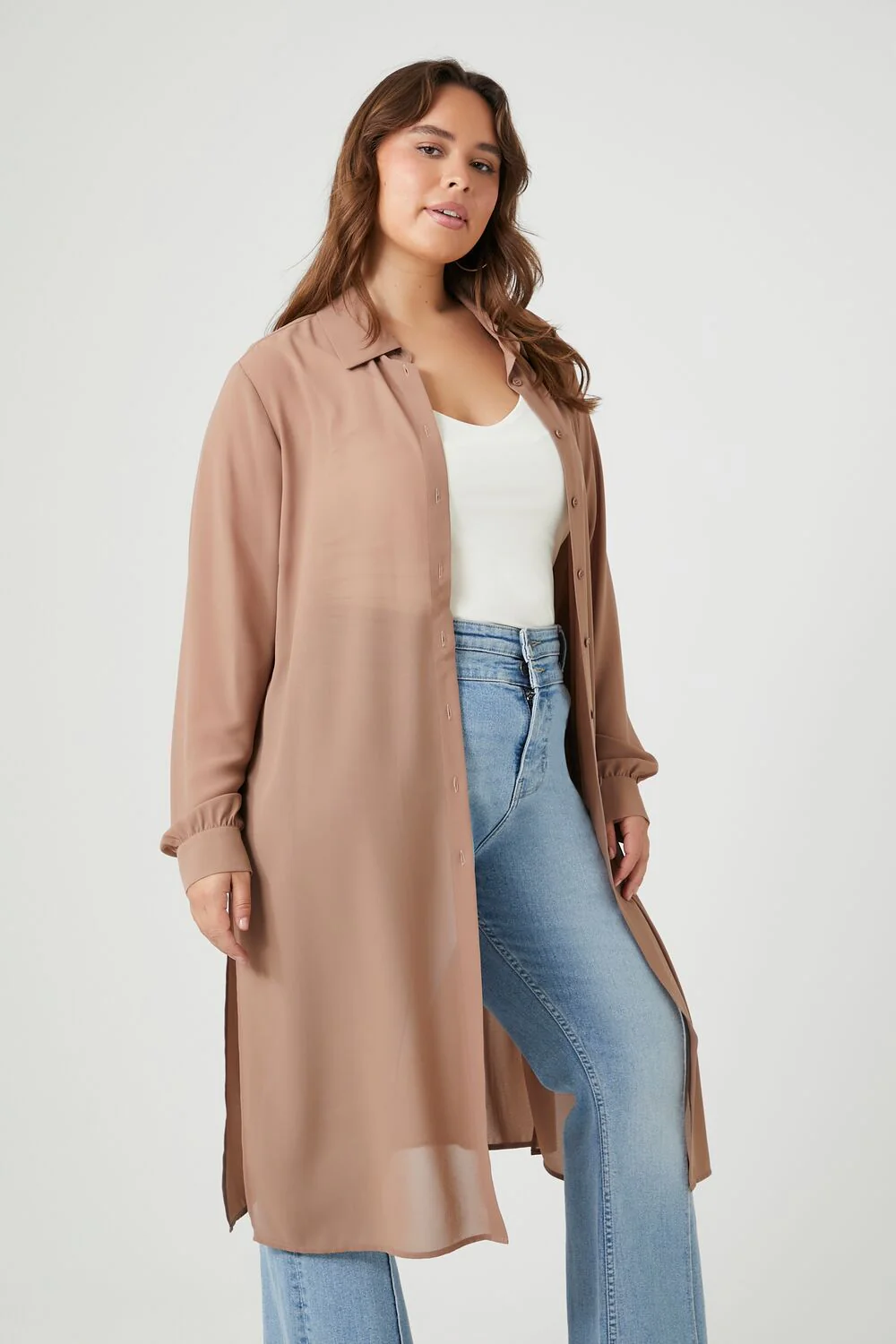 Plus Size Long-Sleeve Shirt Tunic - Image 2