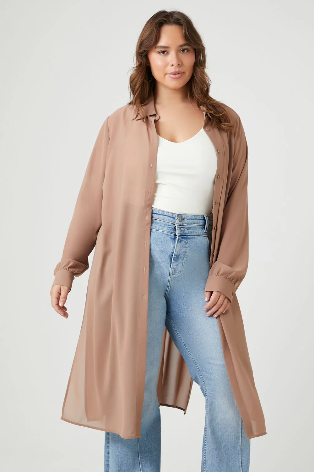 Plus Size Long-Sleeve Shirt Tunic - Image 4