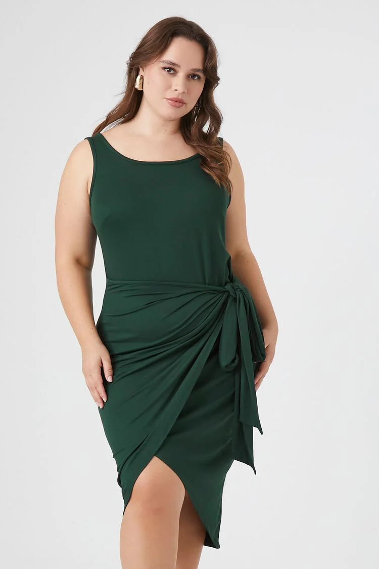Plus Size Wrap Tulip Midi Dress - Image 4
