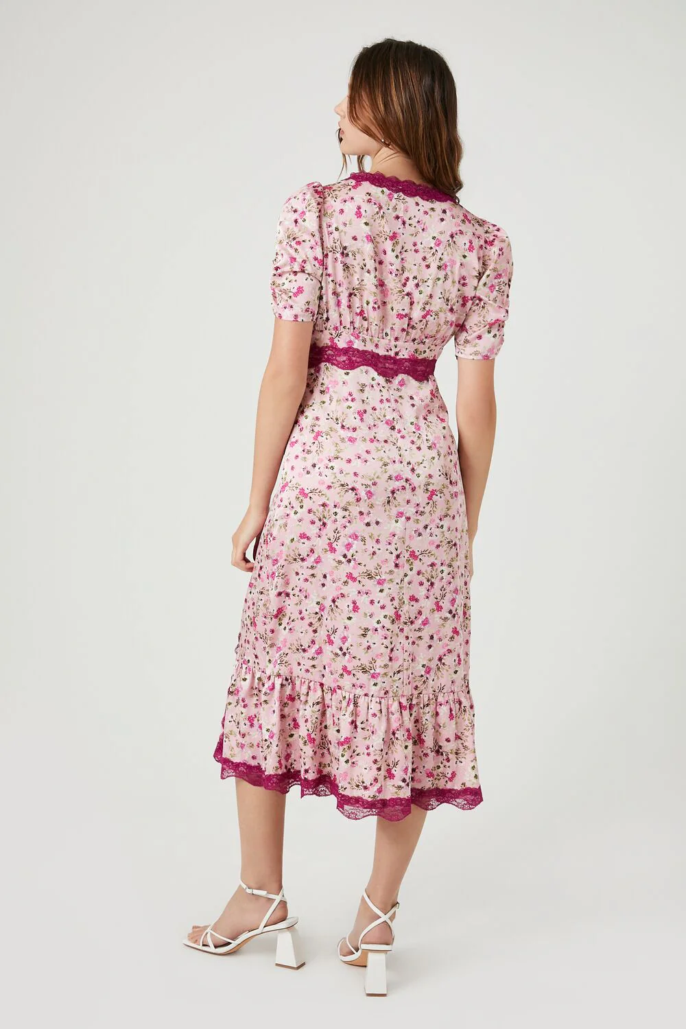Lace-Trim Floral Midi Dress - Image 3