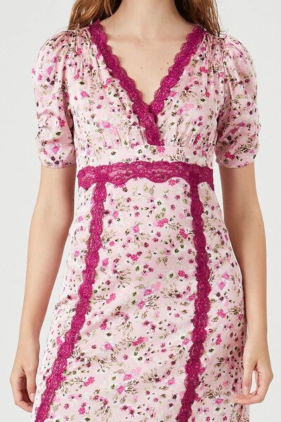 Lace-Trim Floral Midi Dress - Image 5