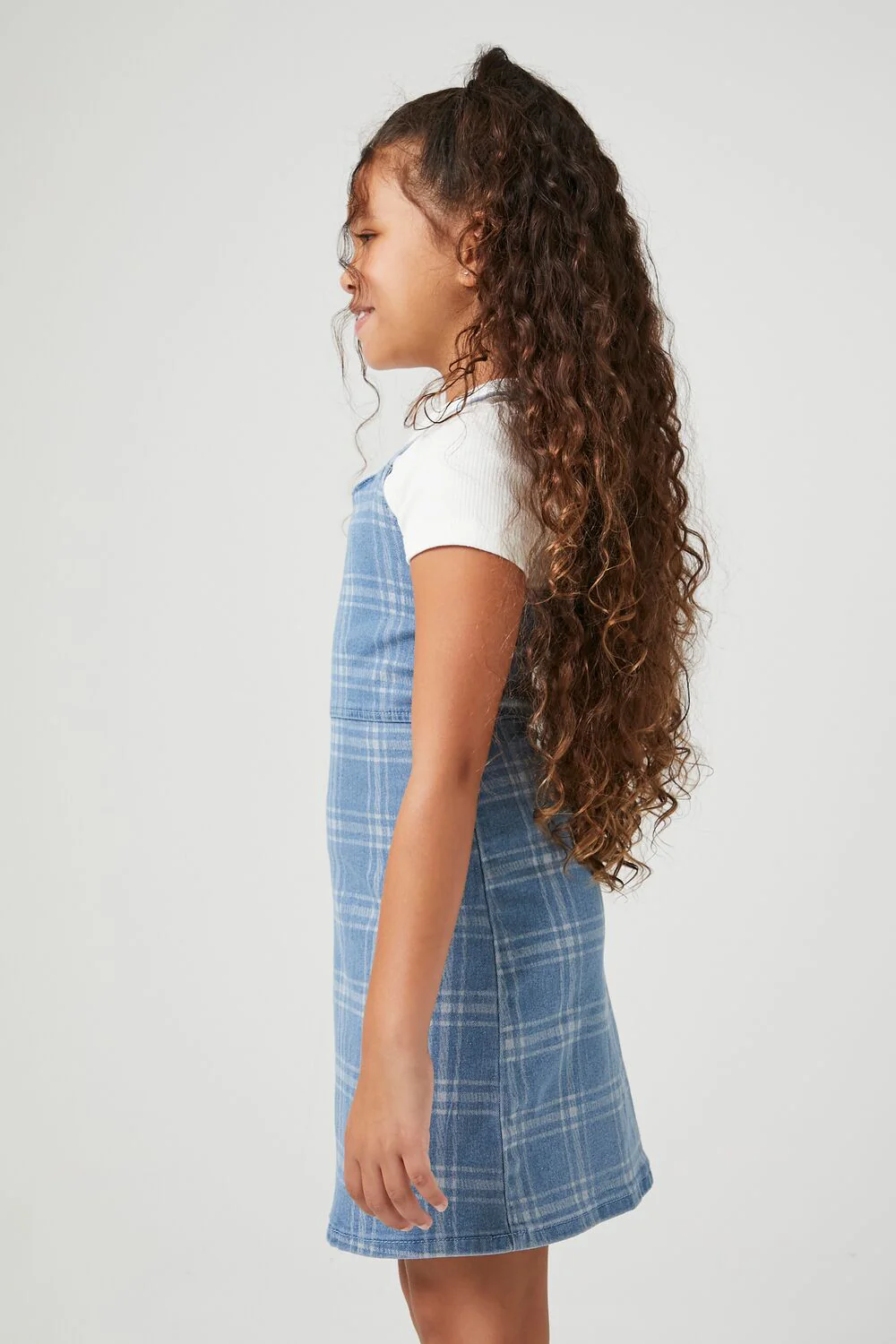 Girls Plaid Denim Dress (Kids) - Image 2