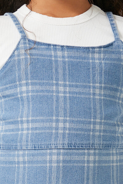 Girls Plaid Denim Dress (Kids) - Image 5