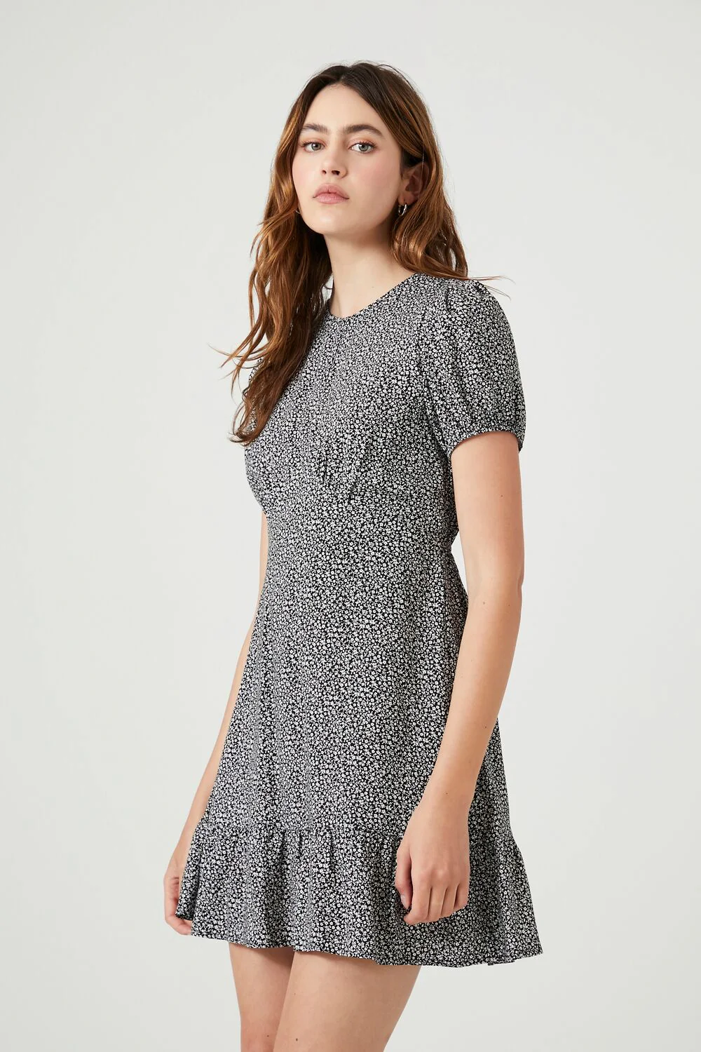 Ditsy Floral Ruffle Mini Dress - Image 2