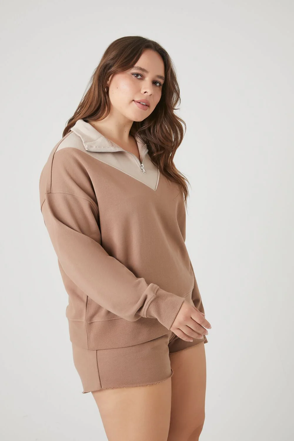 Plus Size Colorblock Half-Zip Pullover - Image 2
