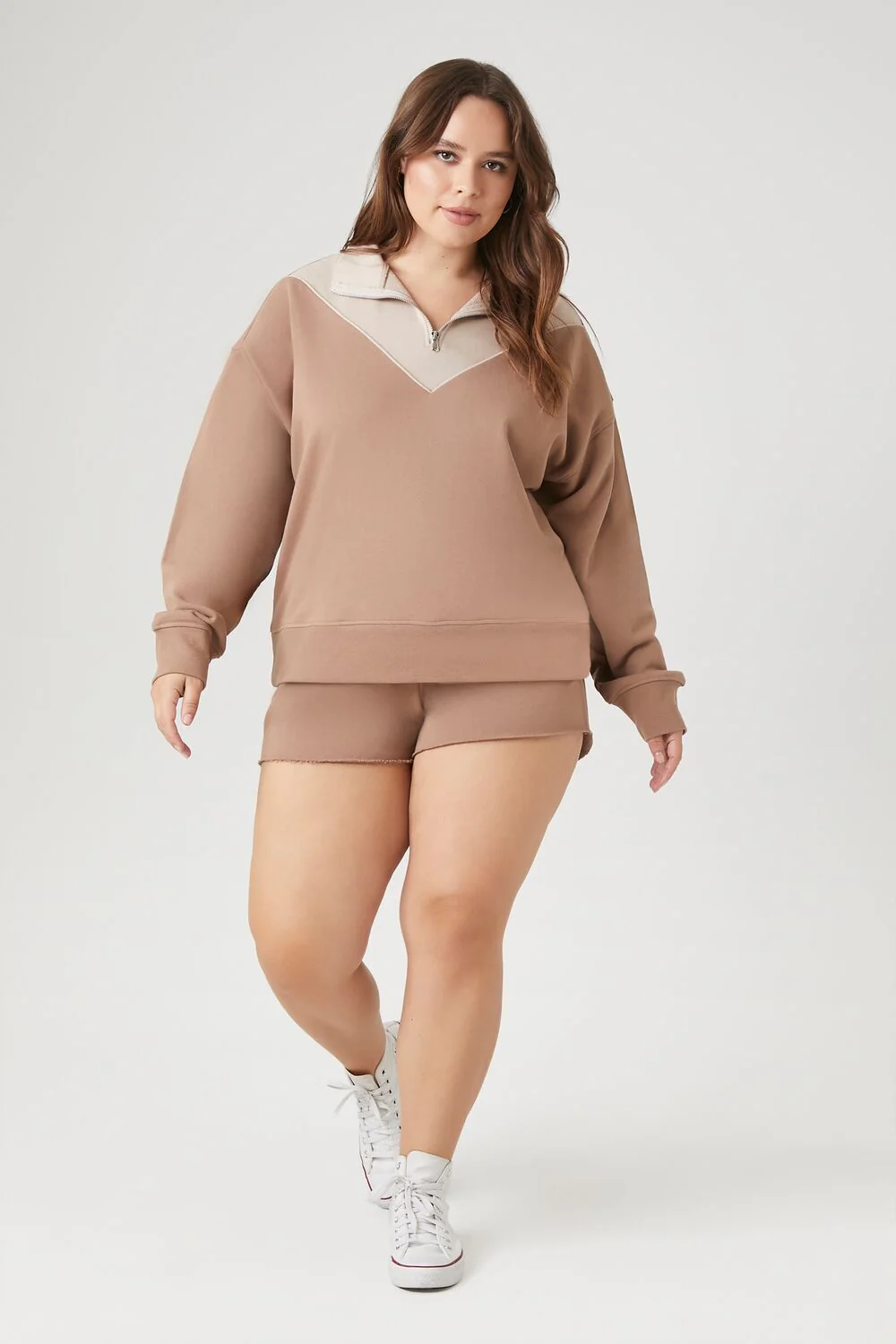 Plus Size Colorblock Half-Zip Pullover - Image 4