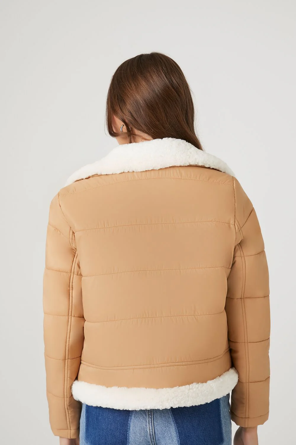 Faux Shearling Quilted Bomber Jacket - Image 2