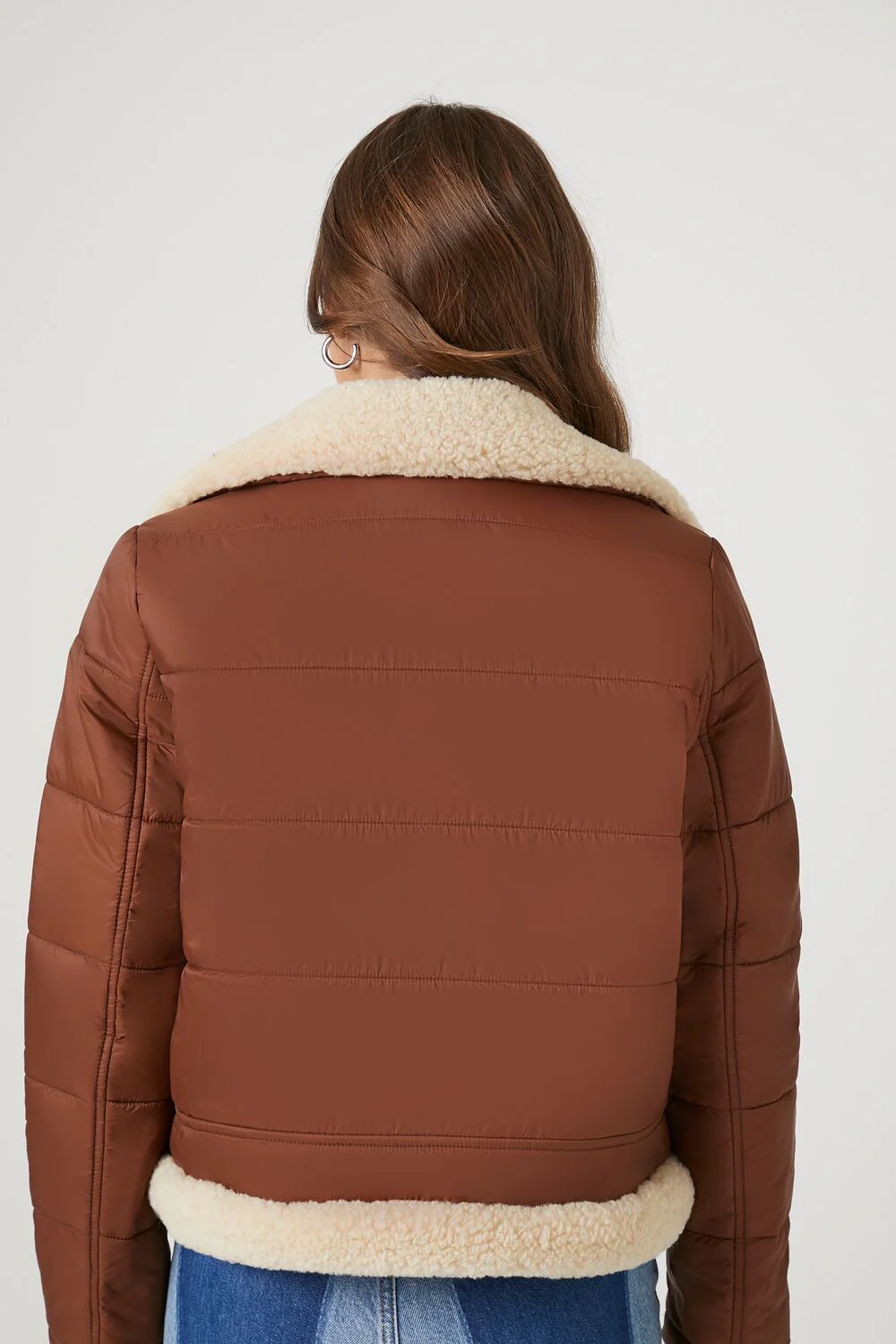 Faux Shearling Quilted Bomber Jacket - Image 7