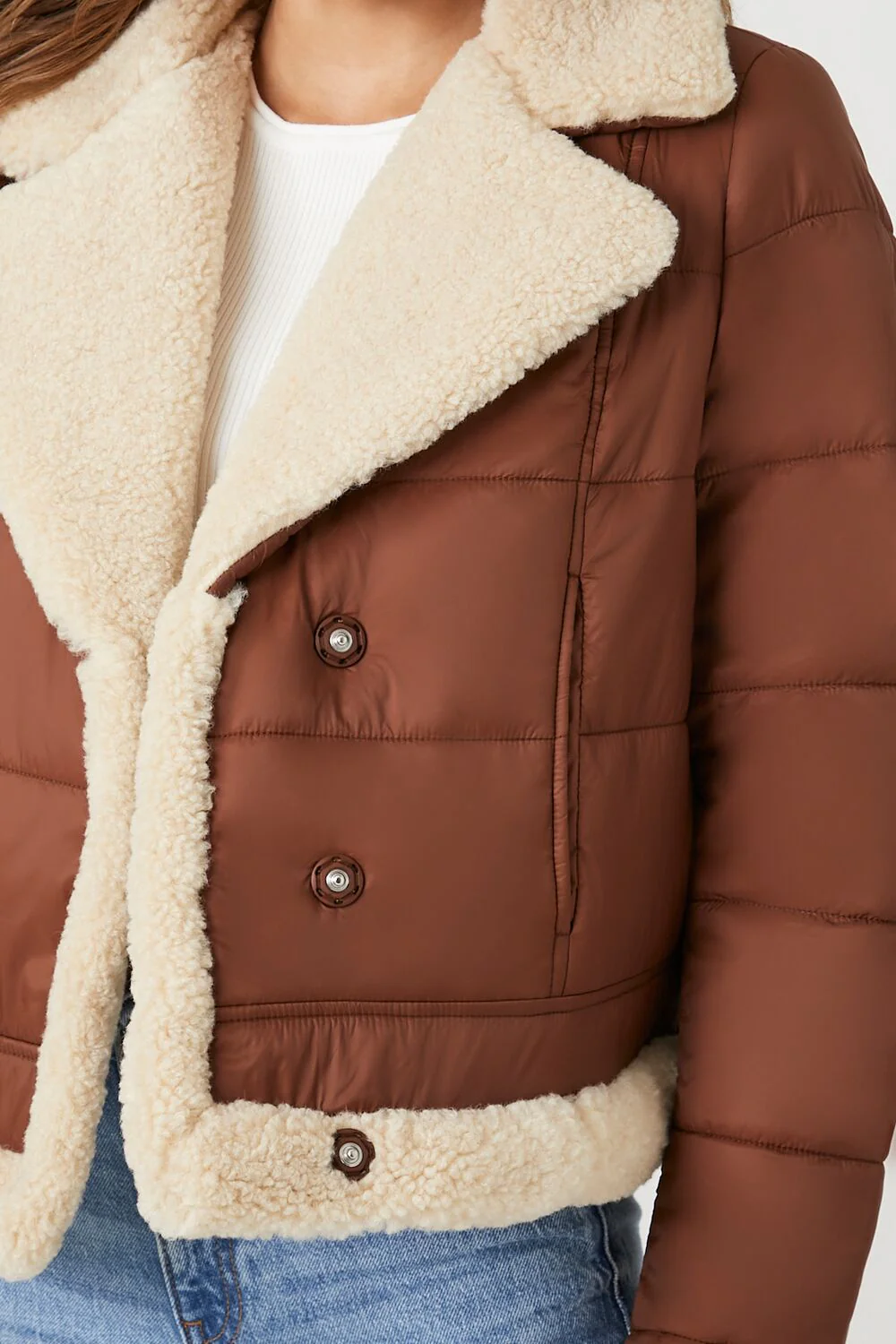 Faux Shearling Quilted Bomber Jacket - Image 9