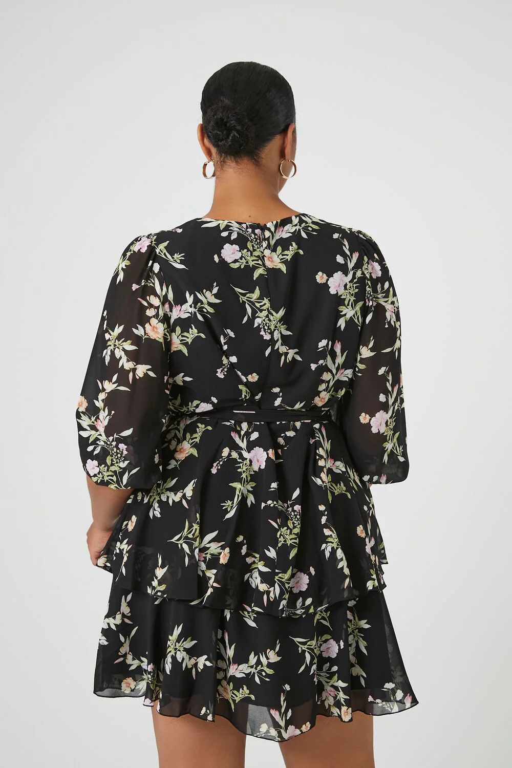 Plus Size Floral Ruffle Mini Dress - Image 3