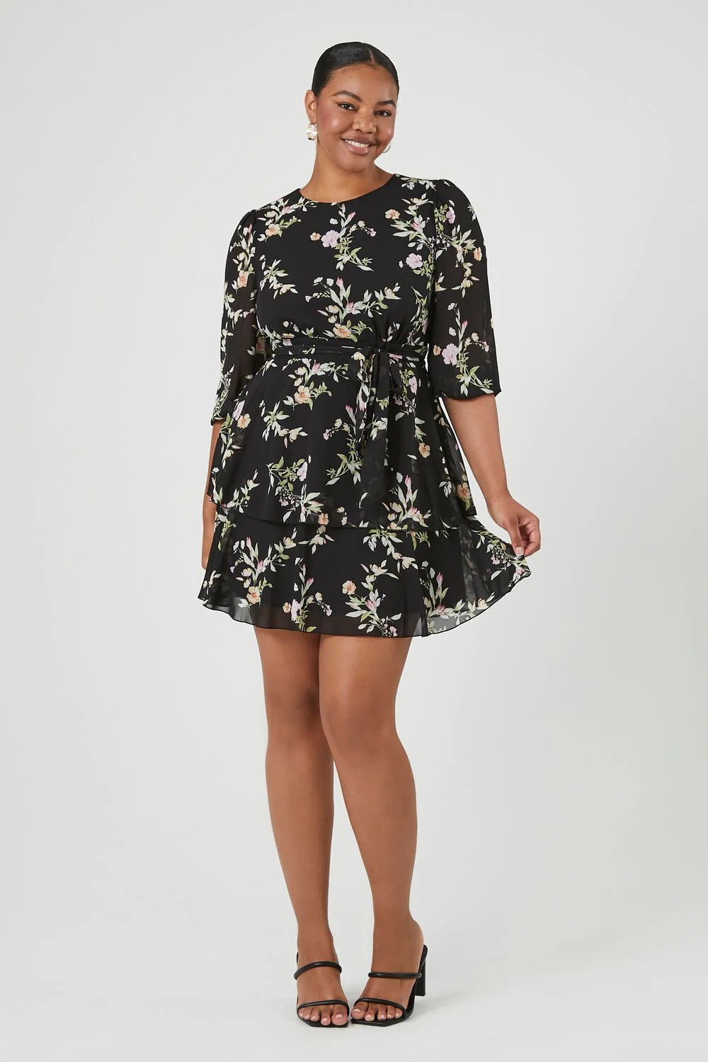 Plus Size Floral Ruffle Mini Dress - Image 4