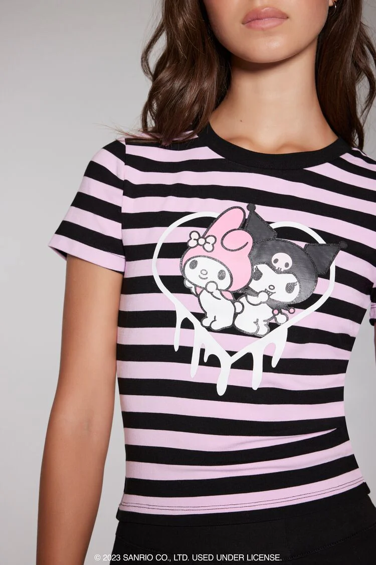 My Melody & Kuromi Striped Tee - Image 5