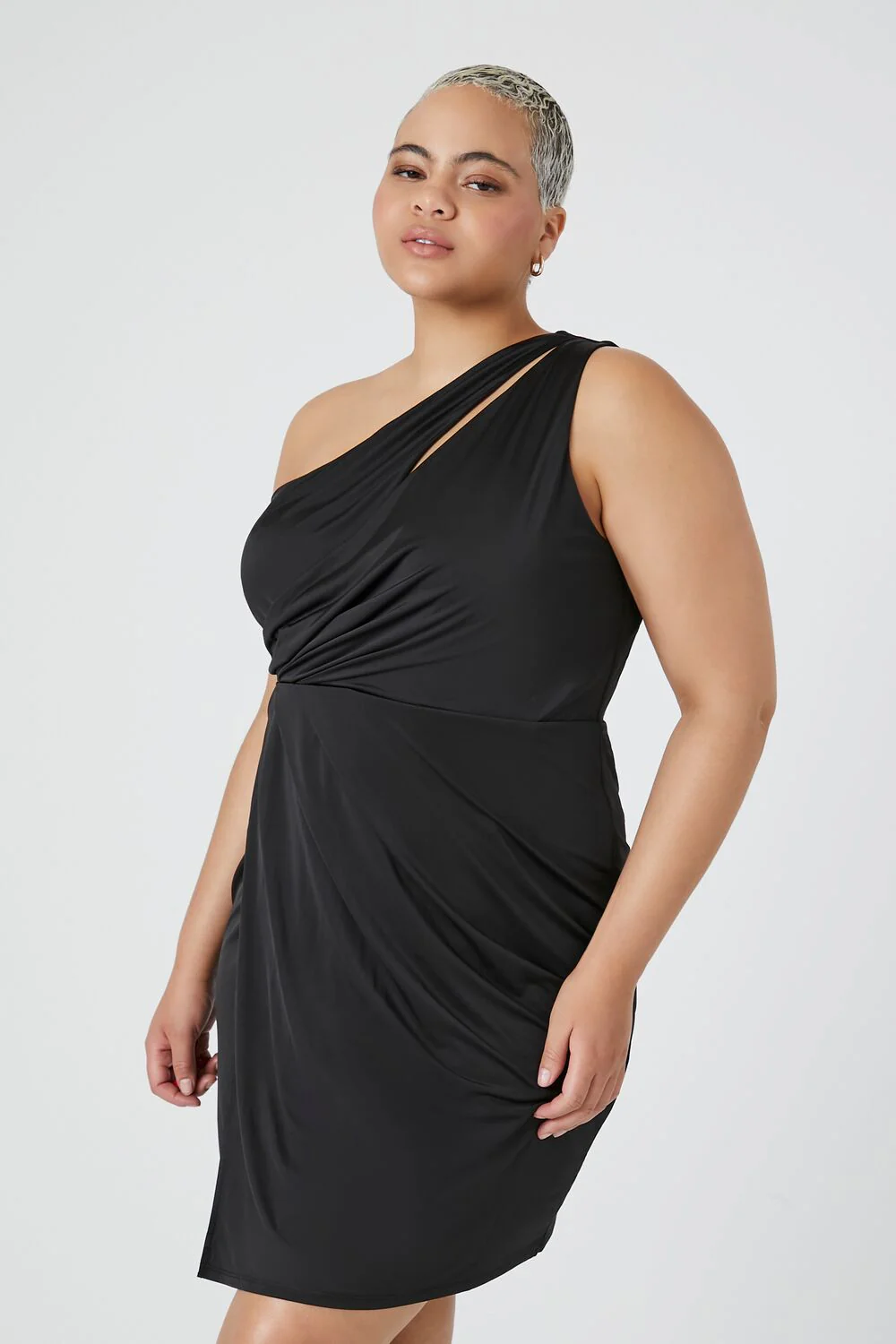 Plus Size One-Shoulder Mini Dress - Image 2