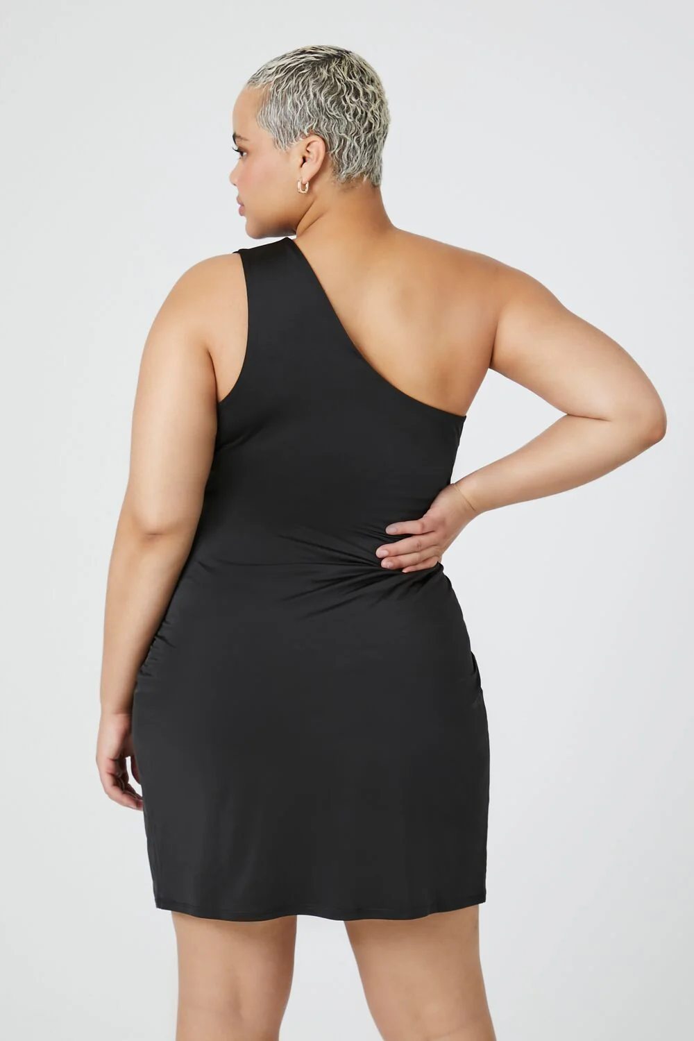 Plus Size One-Shoulder Mini Dress - Image 3