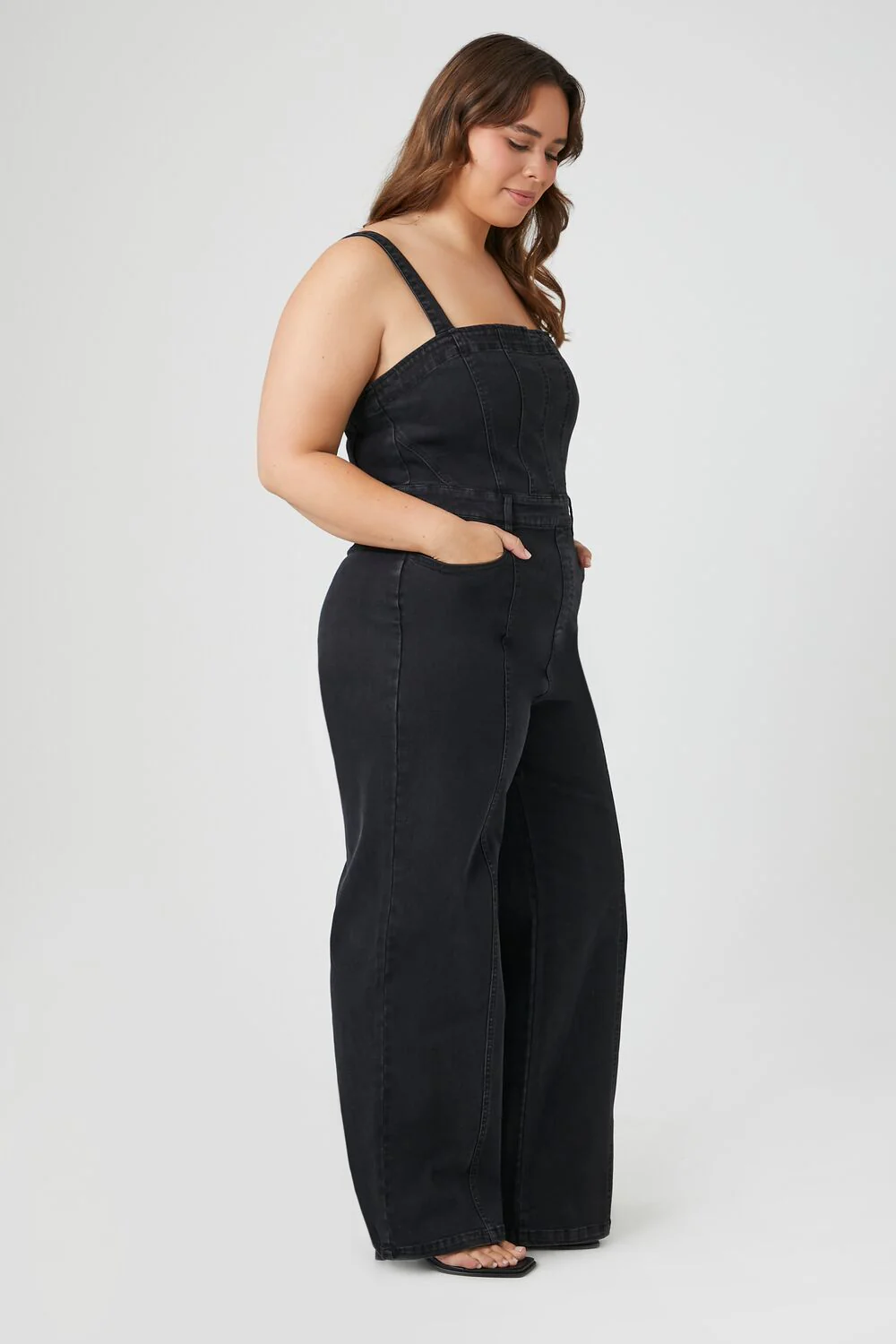 Plus Size Sleeveless Denim Jumpsuit - Image 2