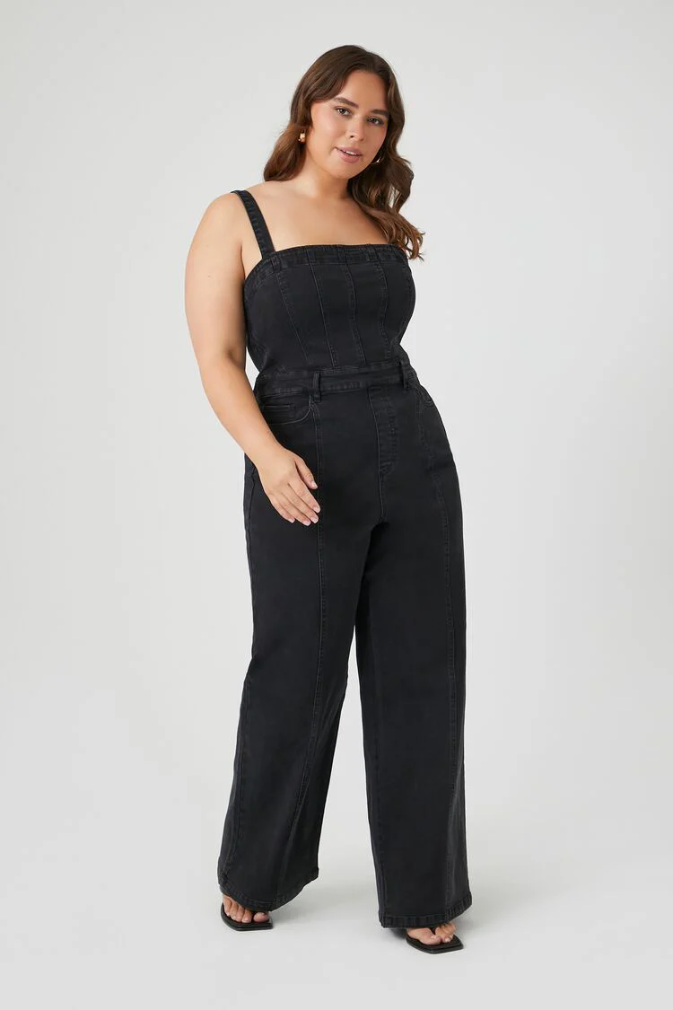 Plus Size Sleeveless Denim Jumpsuit - Image 4