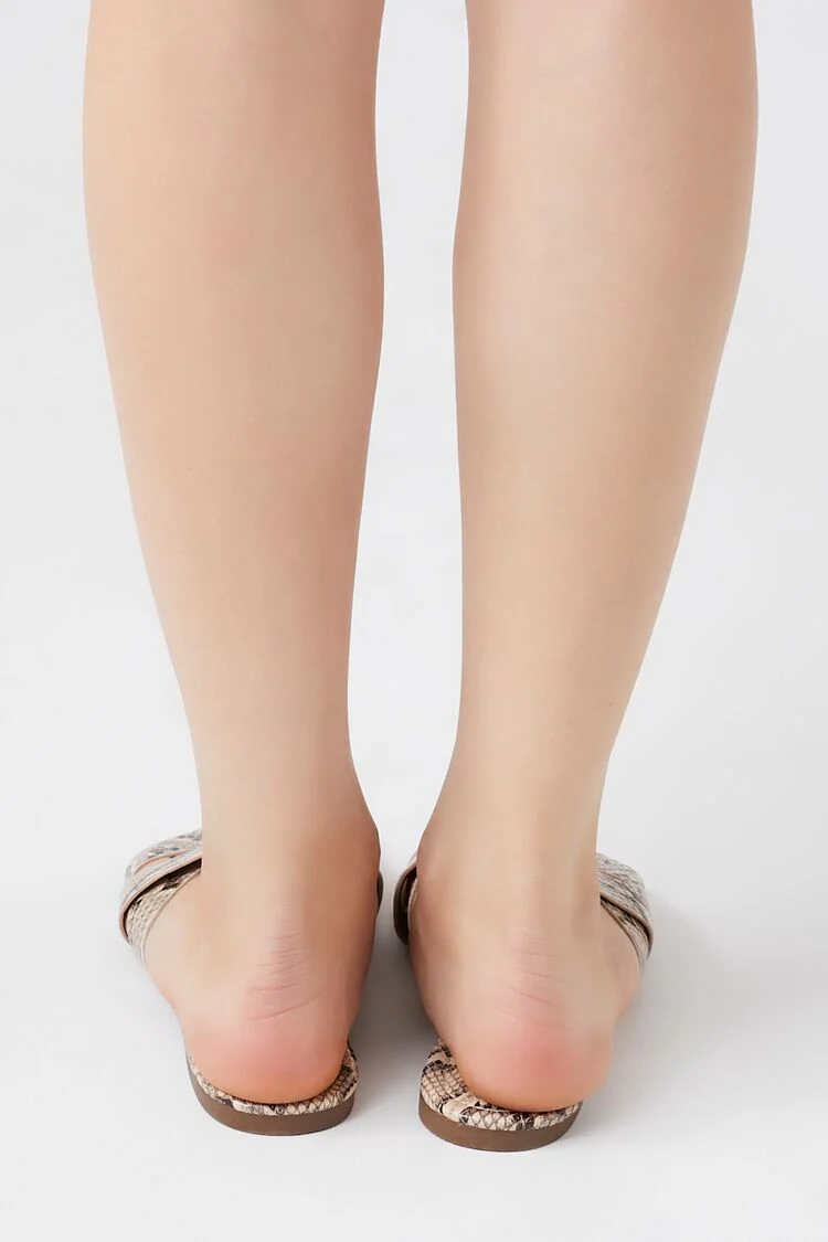 Strappy Faux Snakeskin Sandals - Image 3