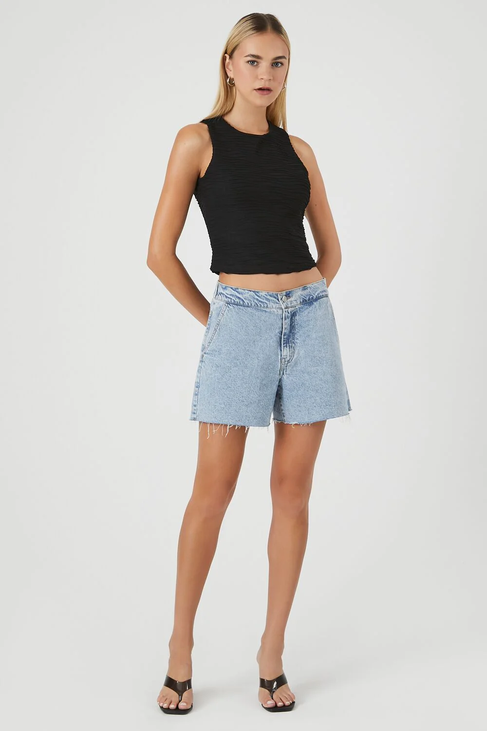 Textured Knit Cropped Tank Top - Image 4