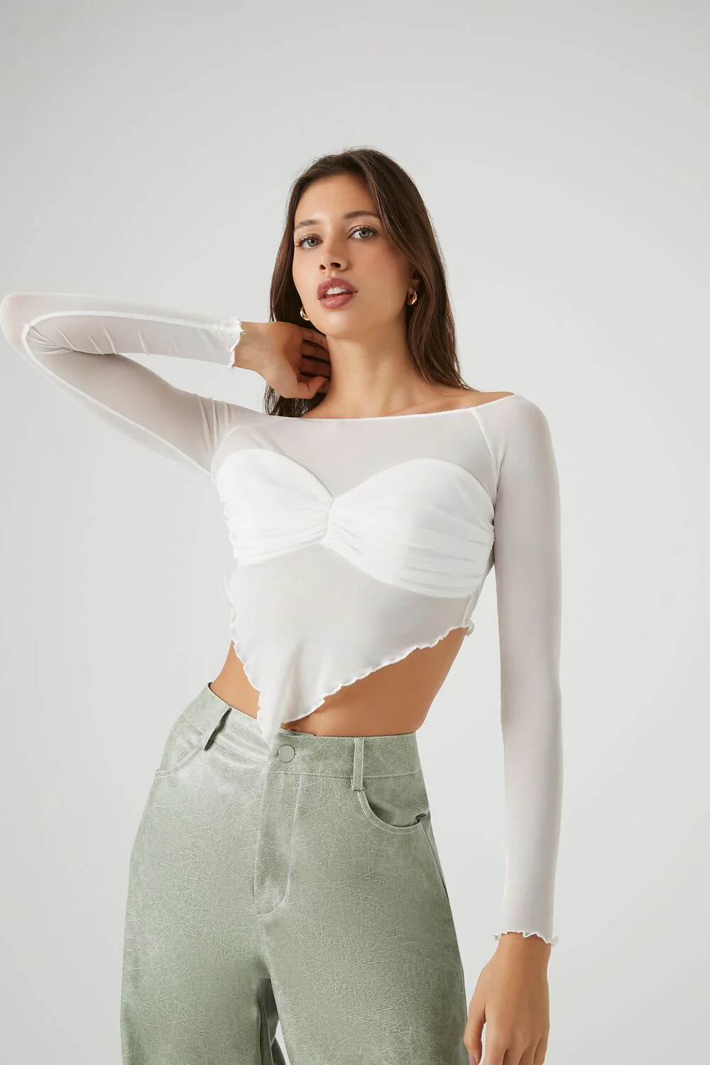Sheer Mesh Crop Top - Image 6
