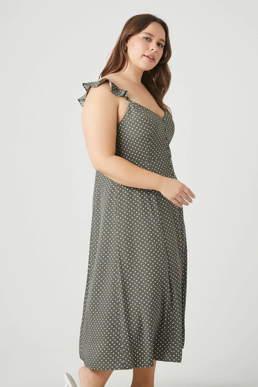 Plus Size Polka Dot Midi Dress - Image 2