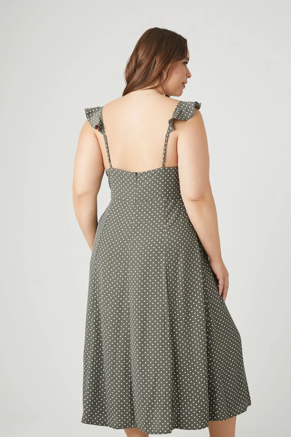 Plus Size Polka Dot Midi Dress - Image 3