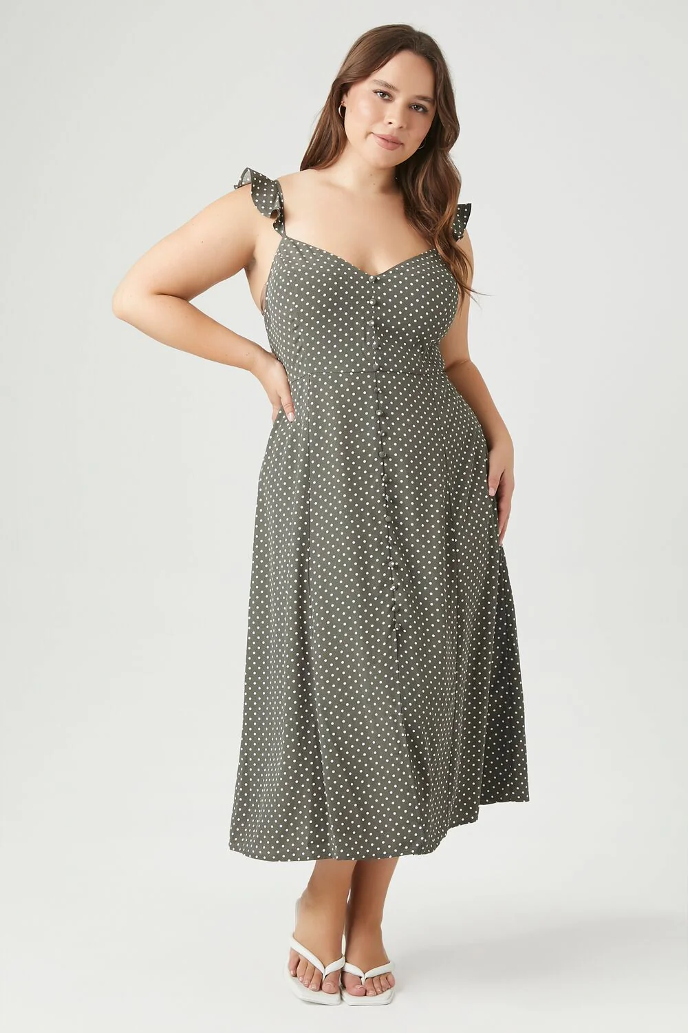 Plus Size Polka Dot Midi Dress - Image 4