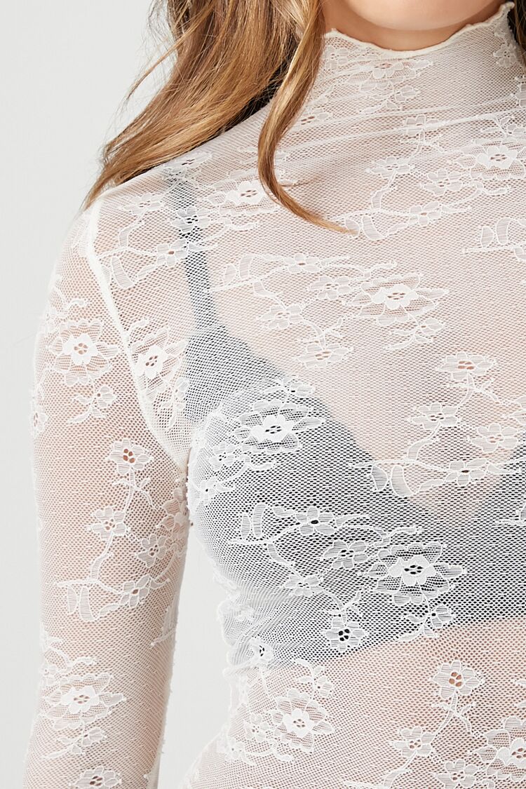 Sheer Lace Mock Neck Top - Image 4