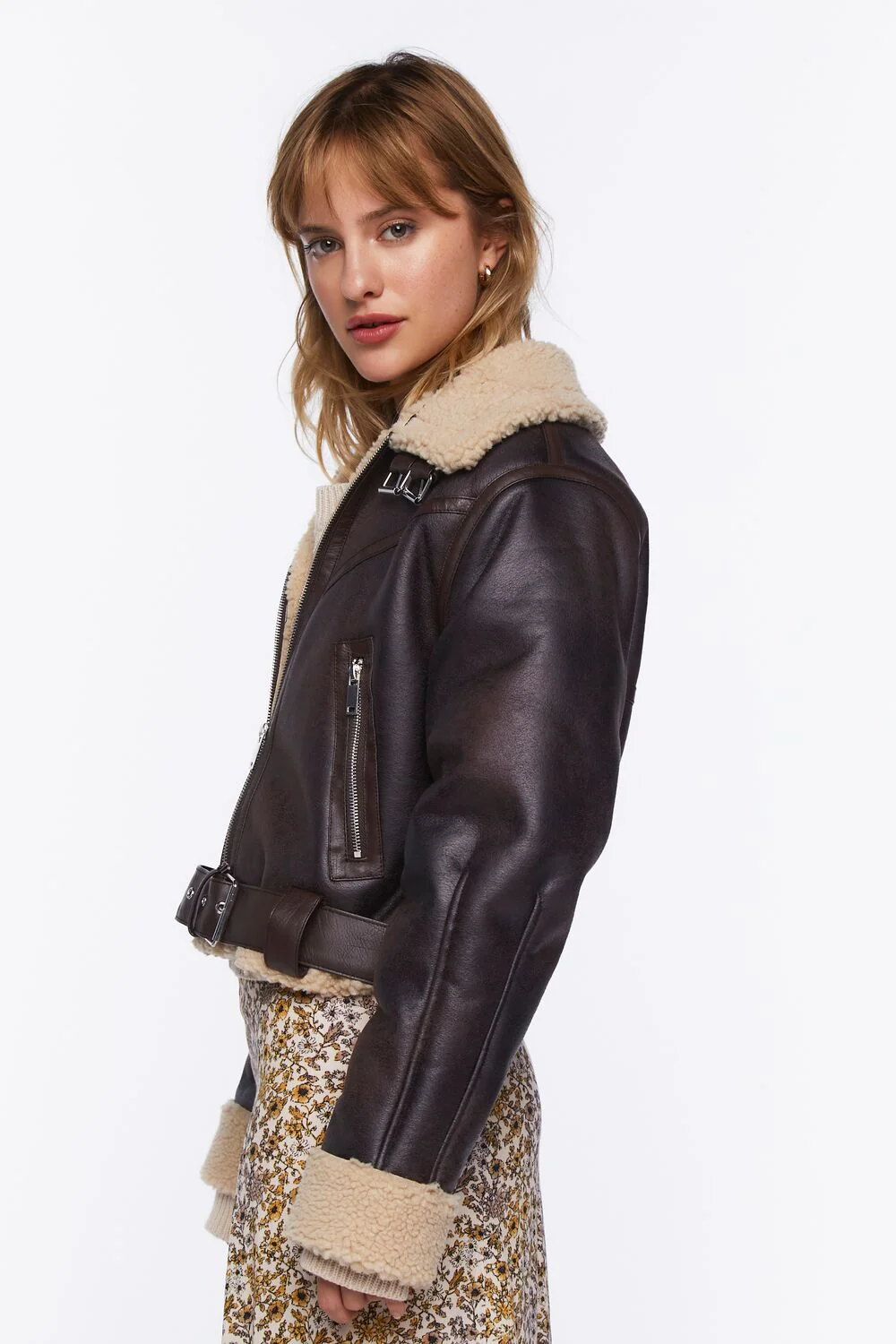 Faux Shearling-Trim Moto Jacket - Image 2