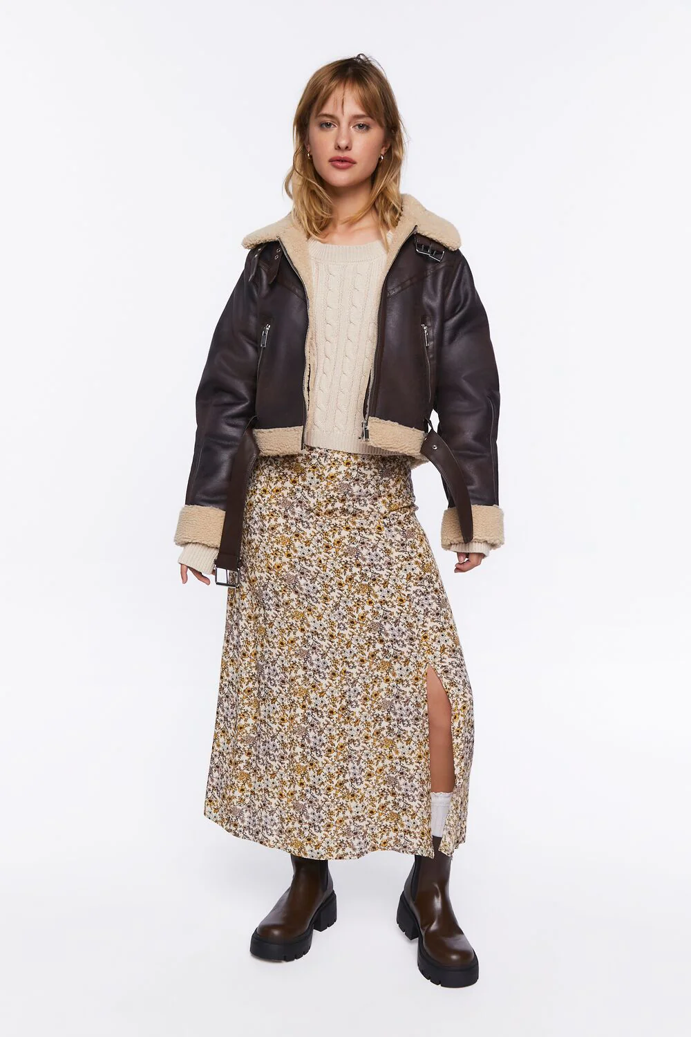 Faux Shearling-Trim Moto Jacket - Image 4