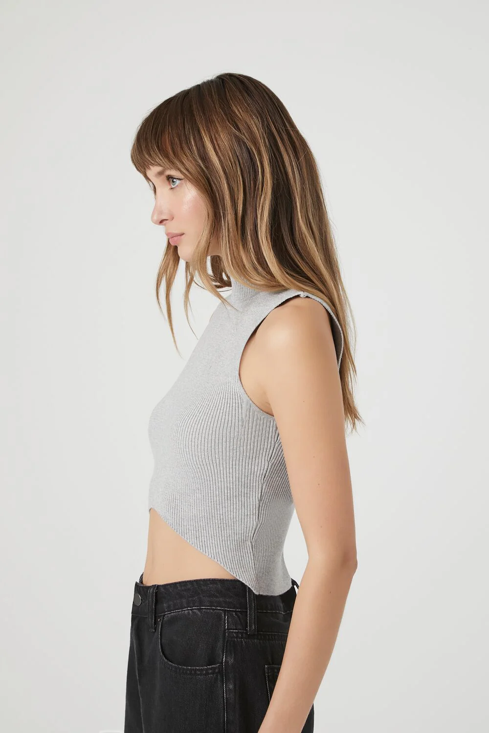 Sweater-Knit Mock Neck Crop Top - Image 12