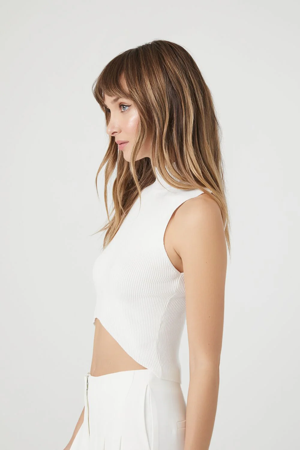 Sweater-Knit Mock Neck Crop Top - Image 7