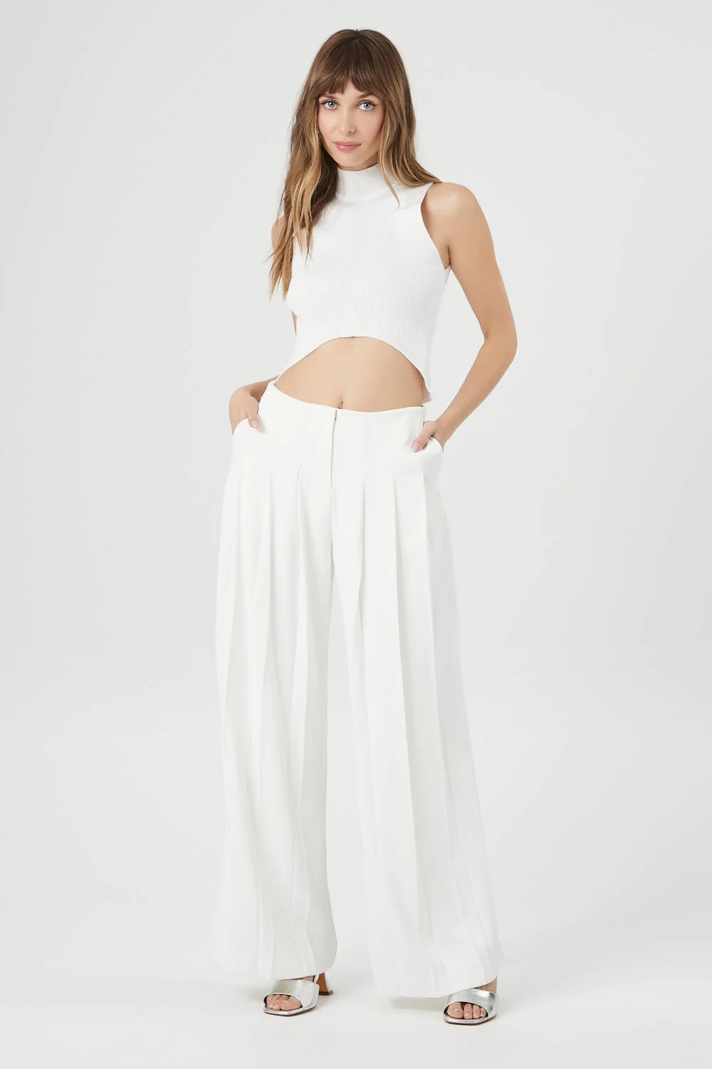 Sweater-Knit Mock Neck Crop Top - Image 9