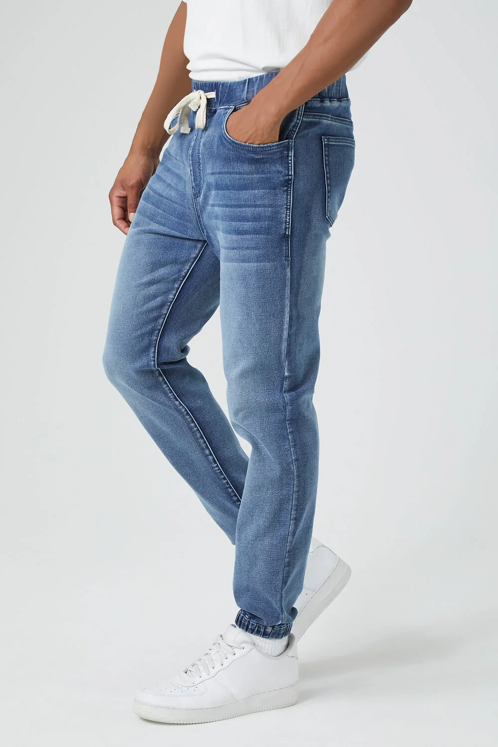 Knit Stretch-Denim Drawstring Joggers - Image 2
