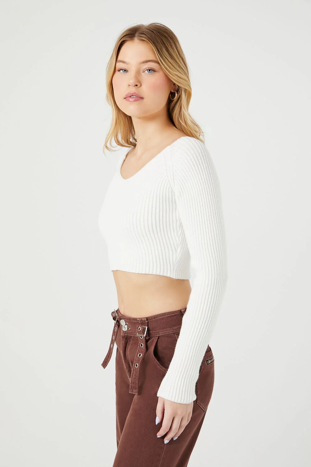 Cropped Rib-Knit Sweater - Image 2