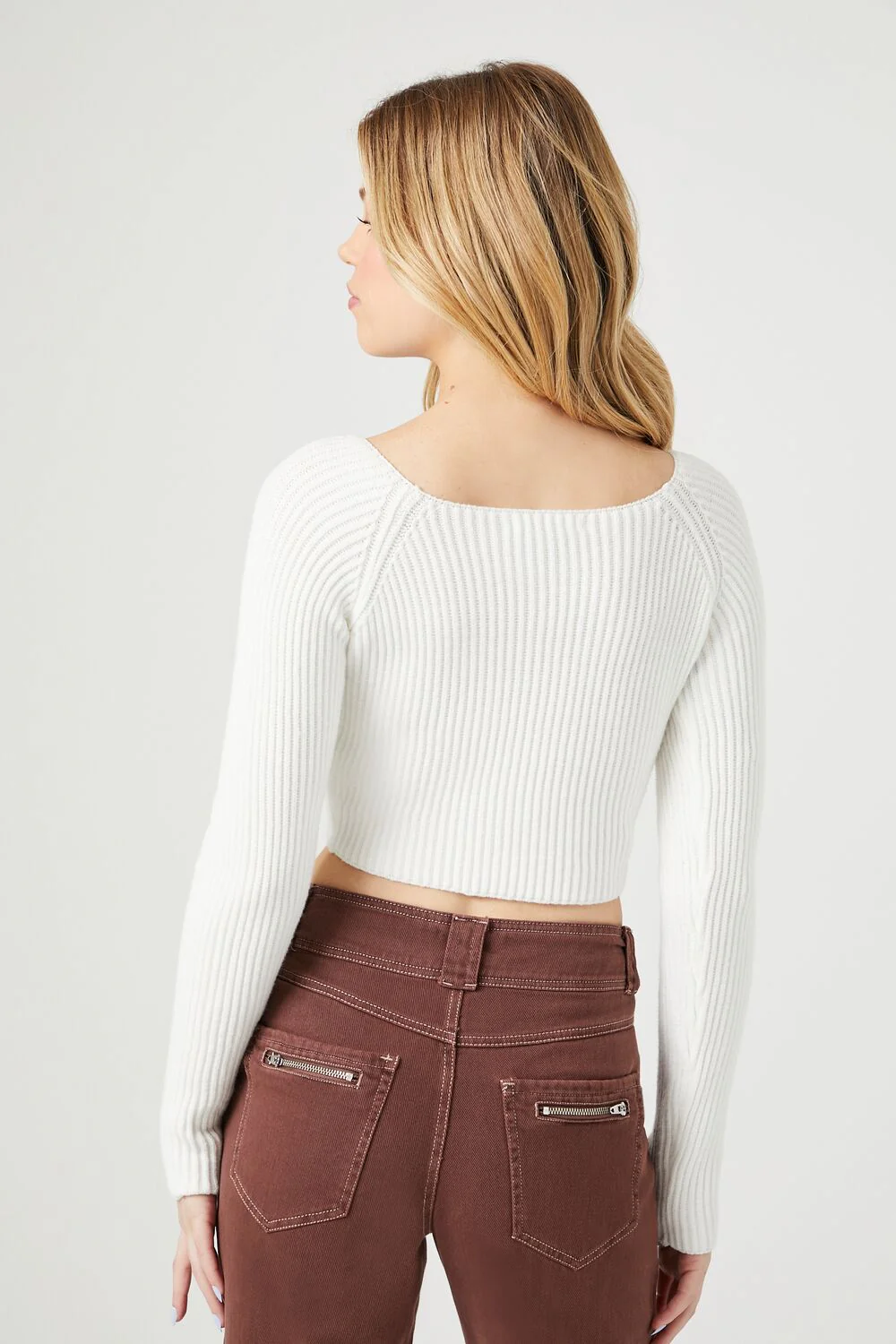 Cropped Rib-Knit Sweater - Image 3