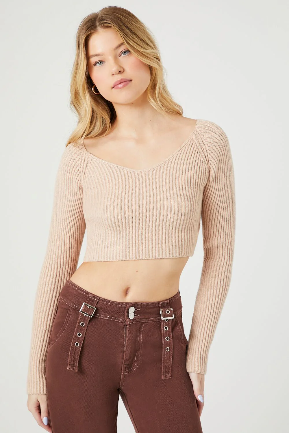 Cropped Rib-Knit Sweater - Image 6