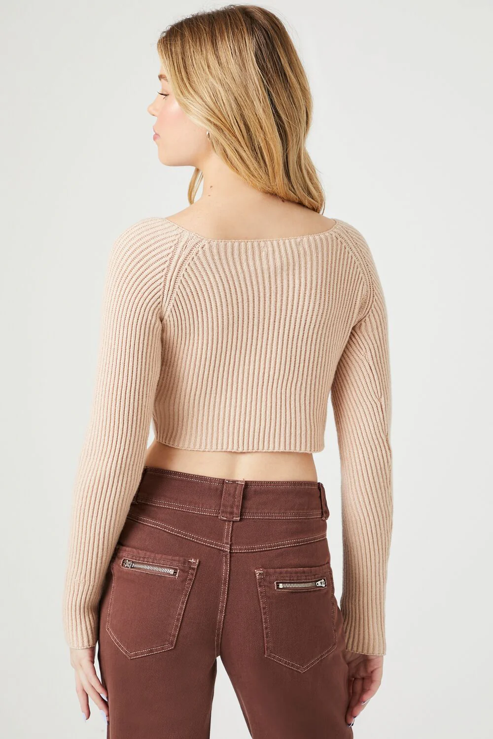 Cropped Rib-Knit Sweater - Image 8