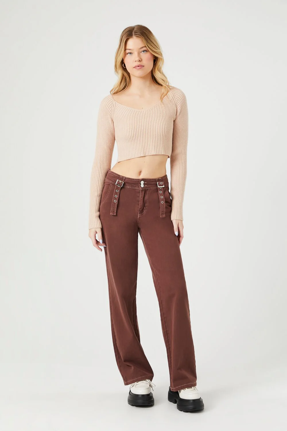 Cropped Rib-Knit Sweater - Image 9