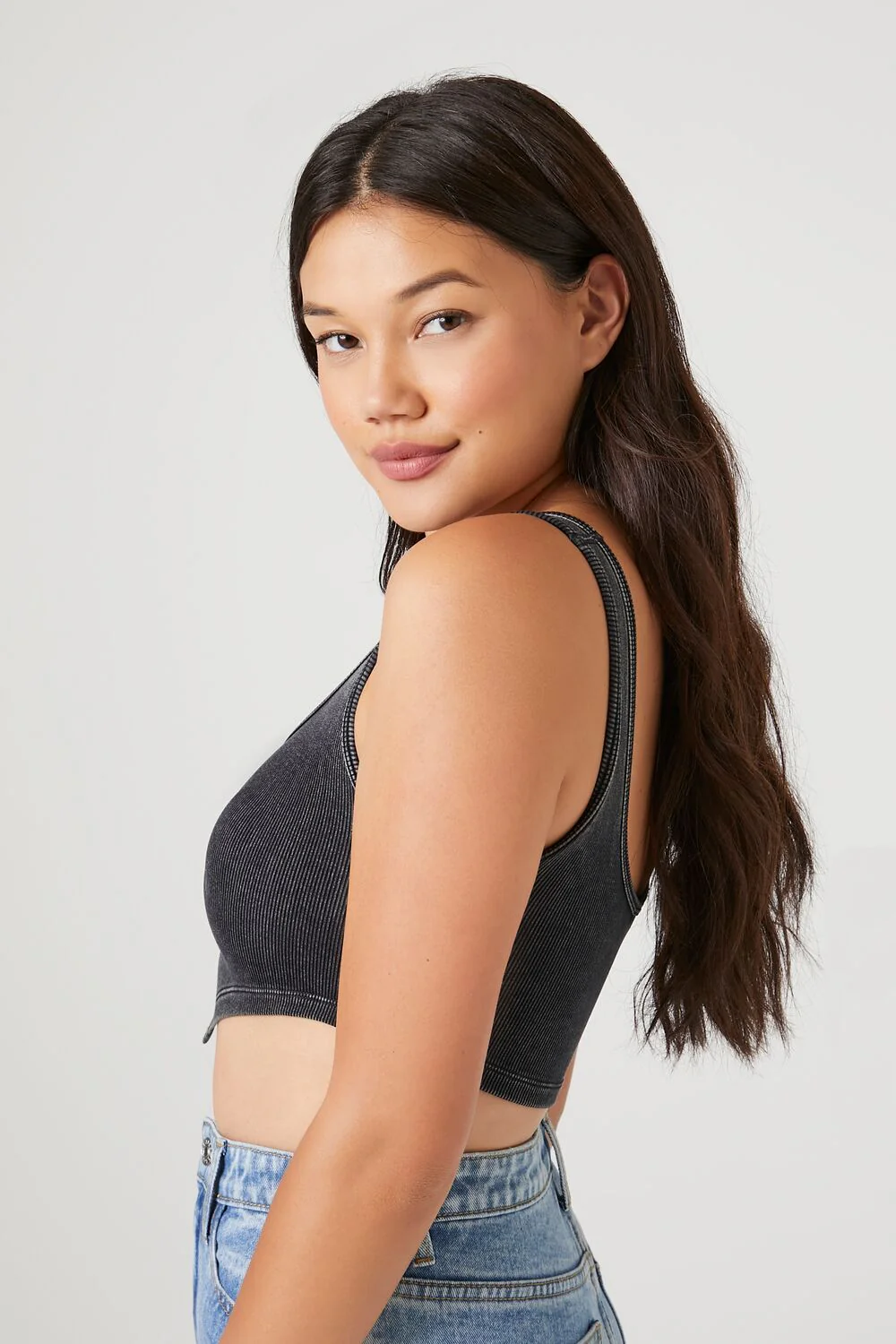 Seamless Ribbed V-Hem Tank Top - Image 2